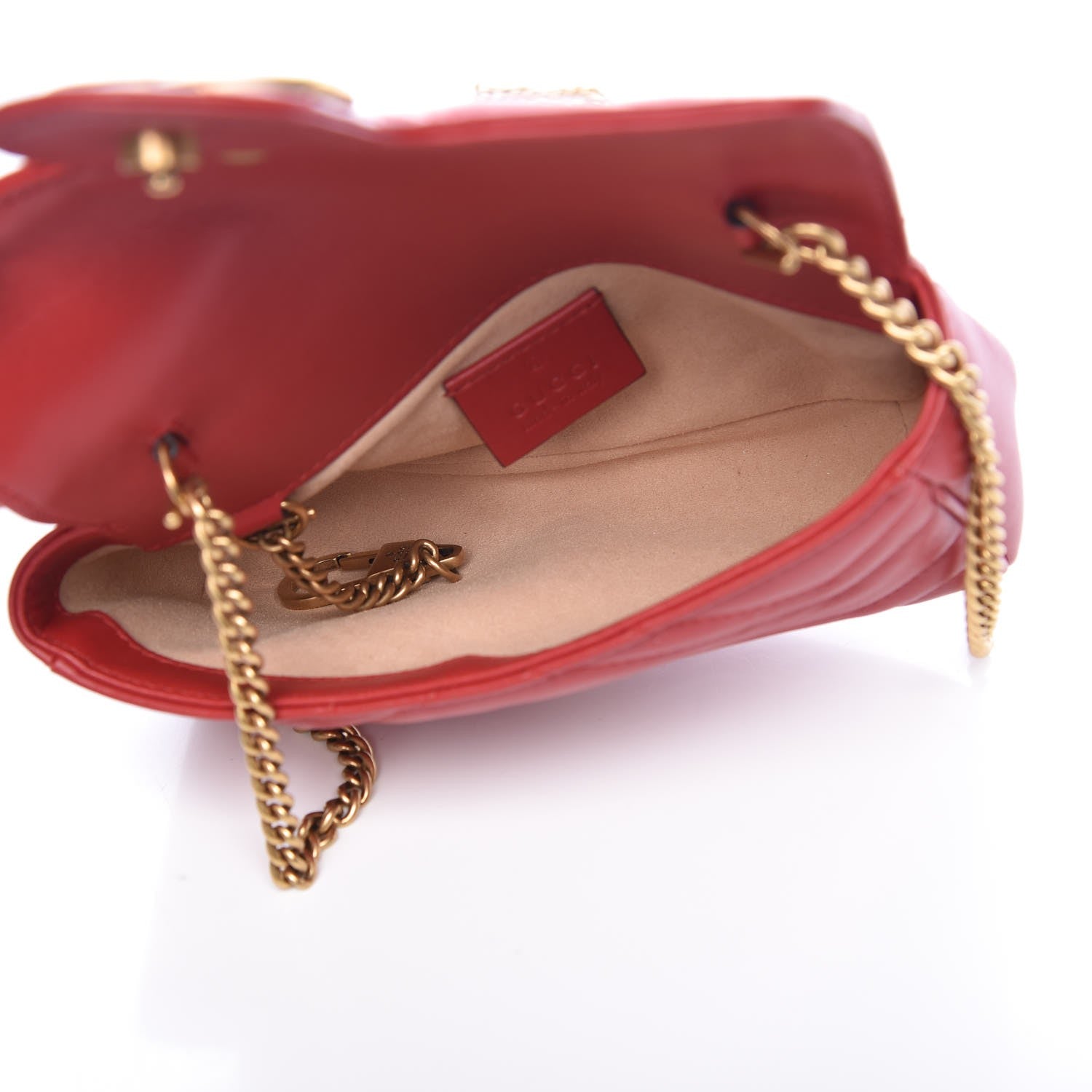 Gucci Calfskin Matelasse Super Mini GG Marmont Shoulder Bag Hibiscus Red 5 of 8