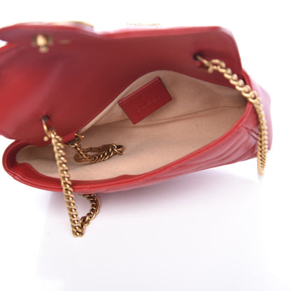 Gucci Calfskin Matelasse Super Mini GG Marmont Shoulder Bag Hibiscus Red 5 of 8