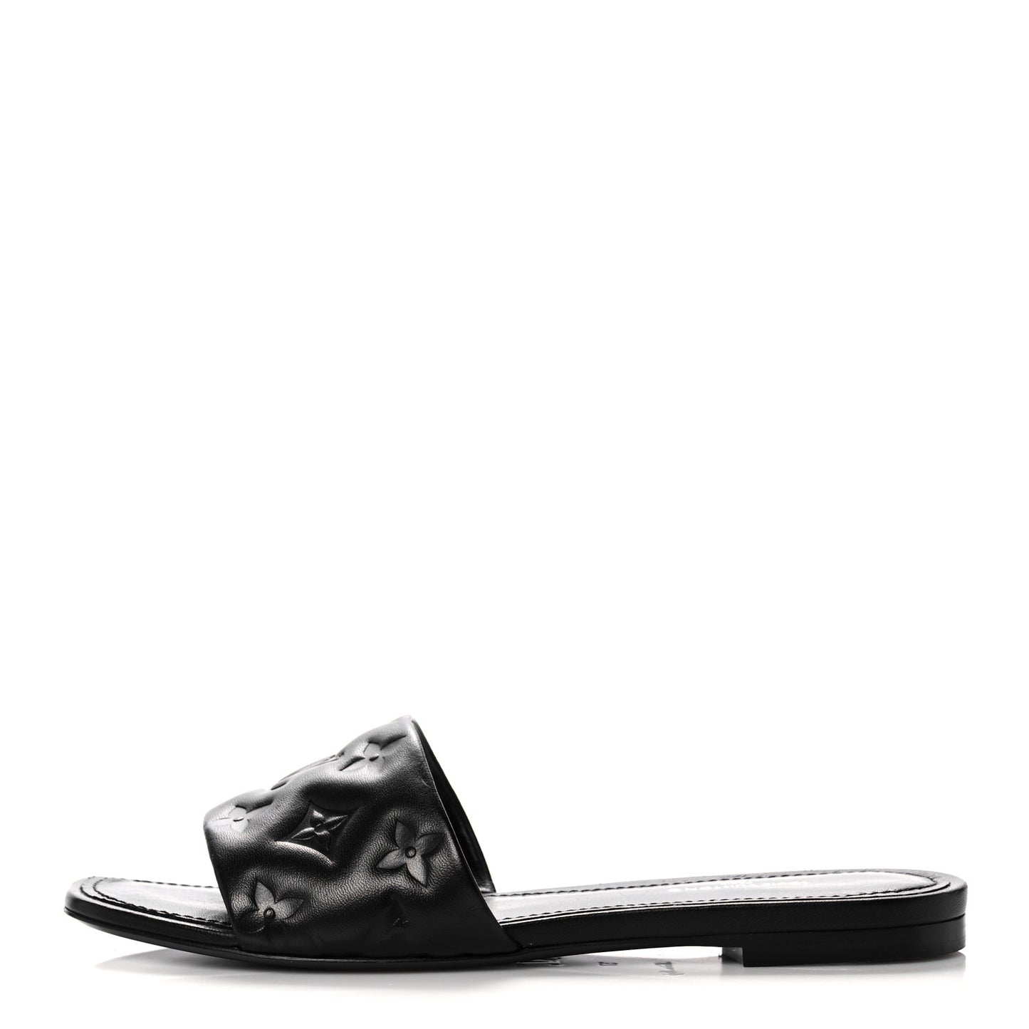 Lambskin Embossed Monogram Revival Flat Mules 37 Black