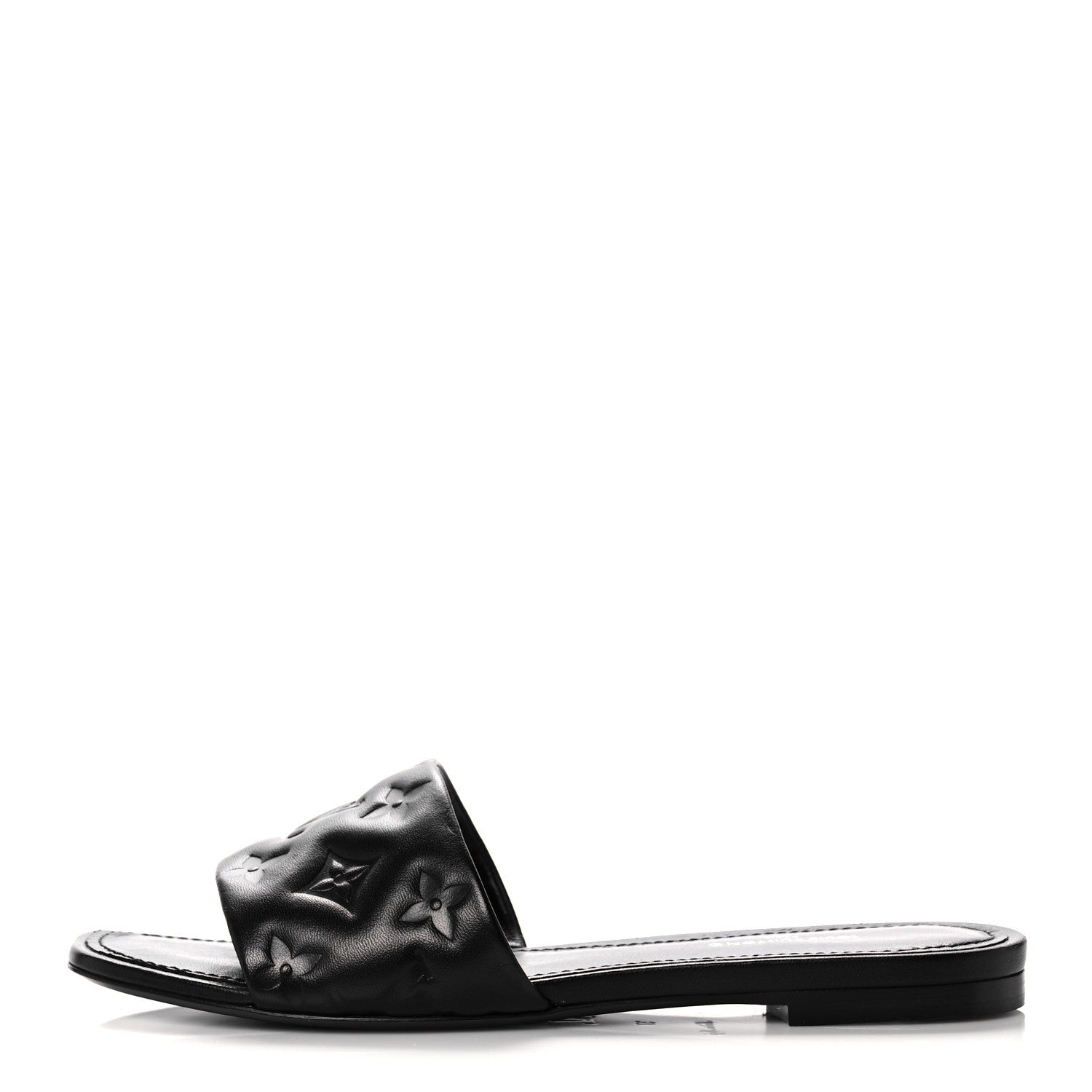 Louis Vuitton Lambskin Embossed Monogram Revival Flat Mules 37 Black 1 of 9