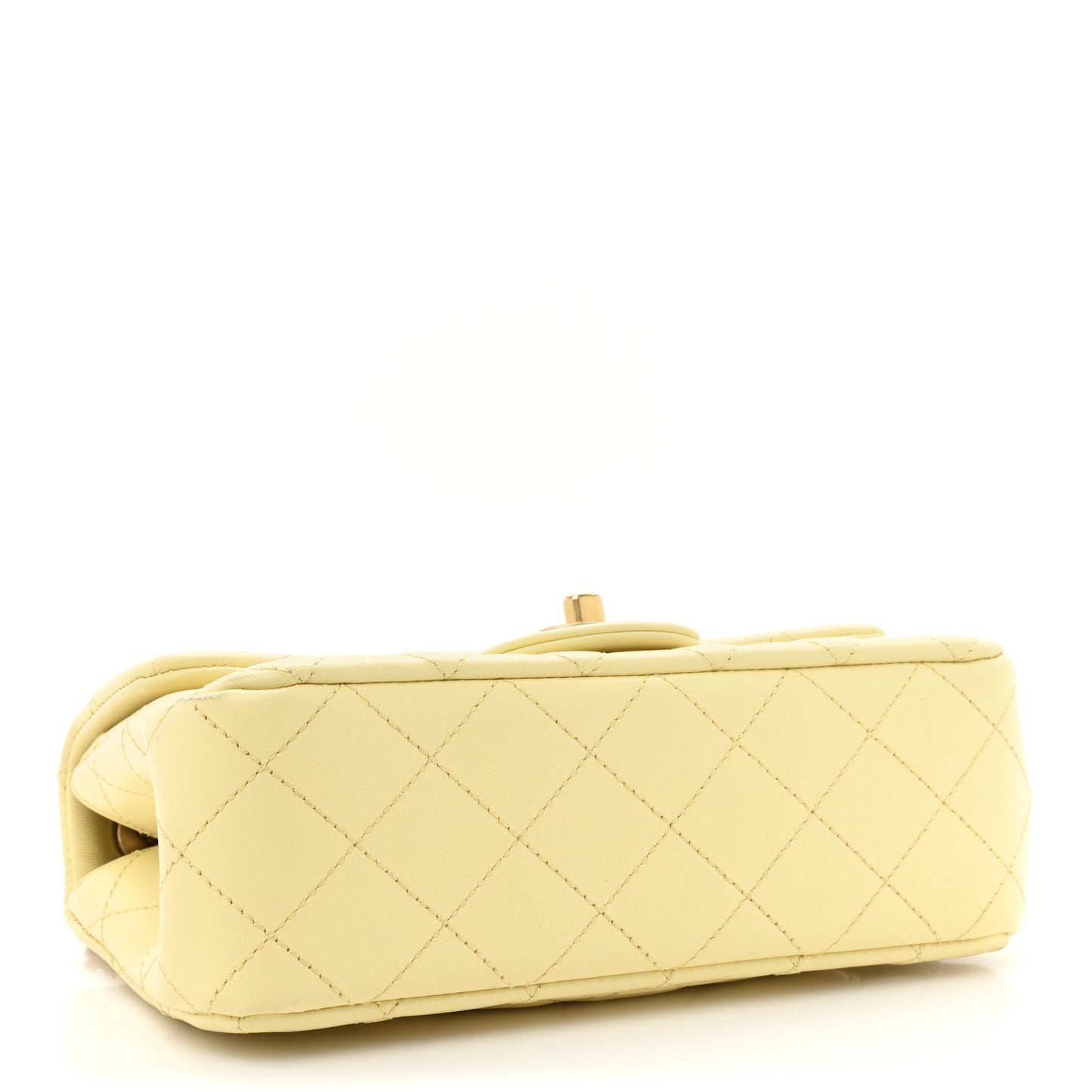 Lambskin Quilted Mini Rectangular Sweet Camellia Flap Yellow