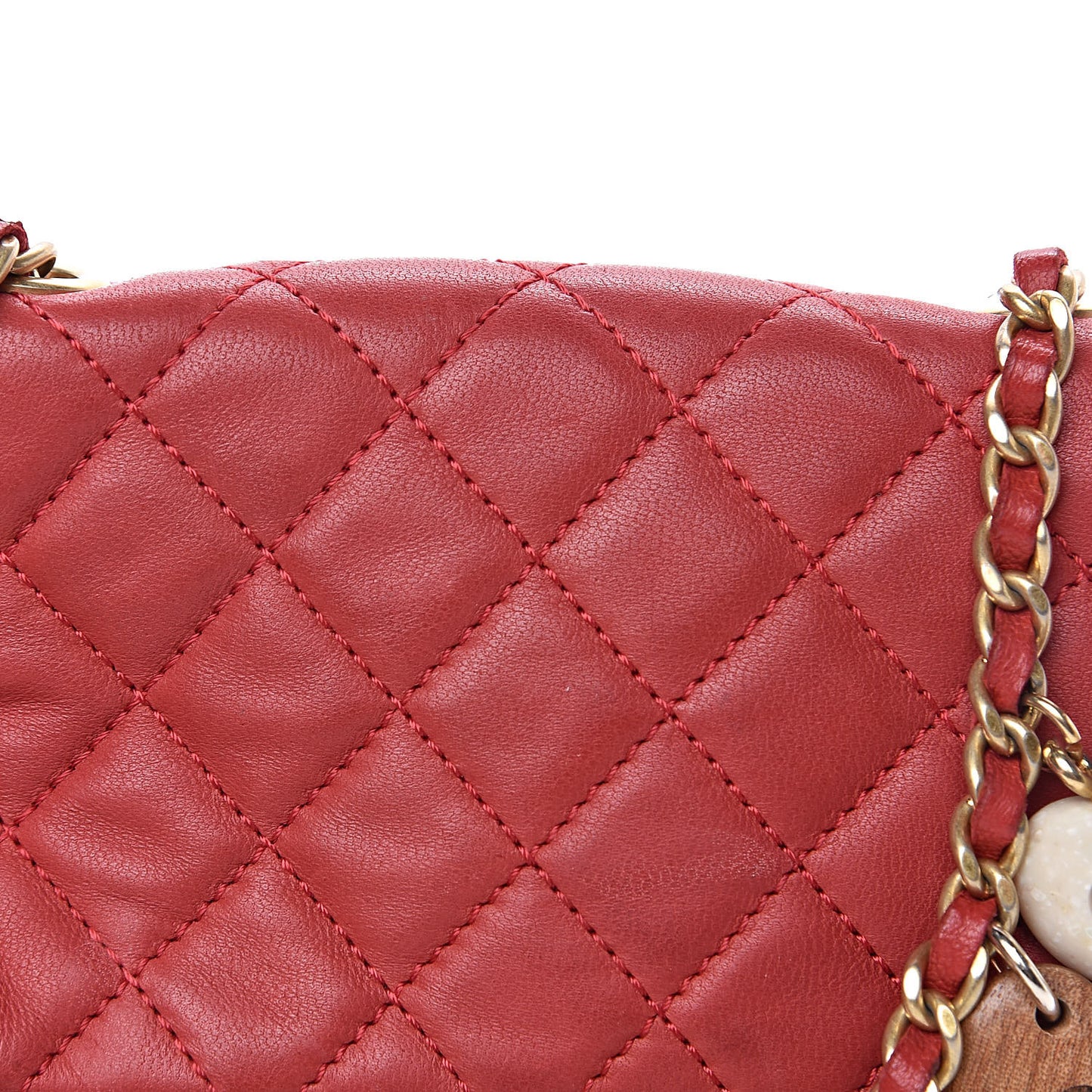 Lambskin Quilted Extra Mini Cruise Charm Flap Red