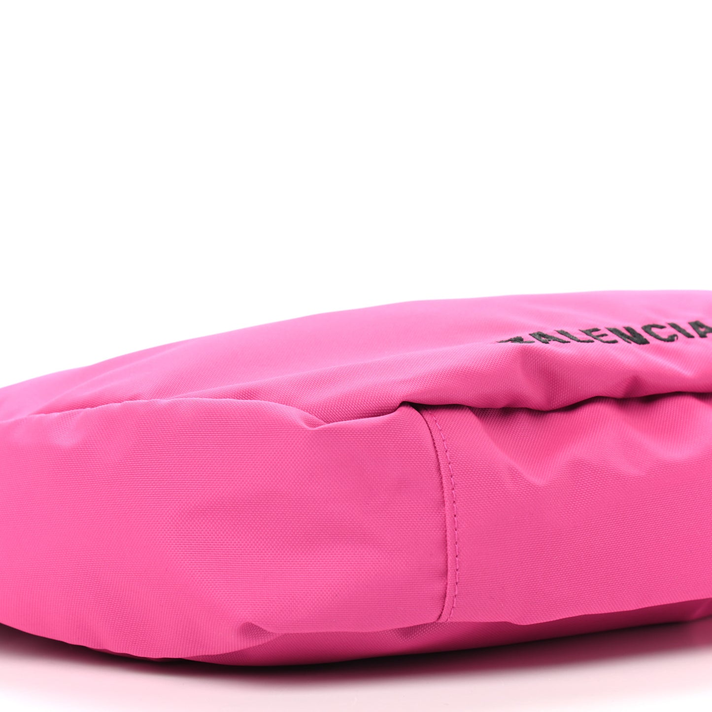 Recycled Sport Nylon Logo Embroidered Large Wheel Sling Bag Fluo Pink Black