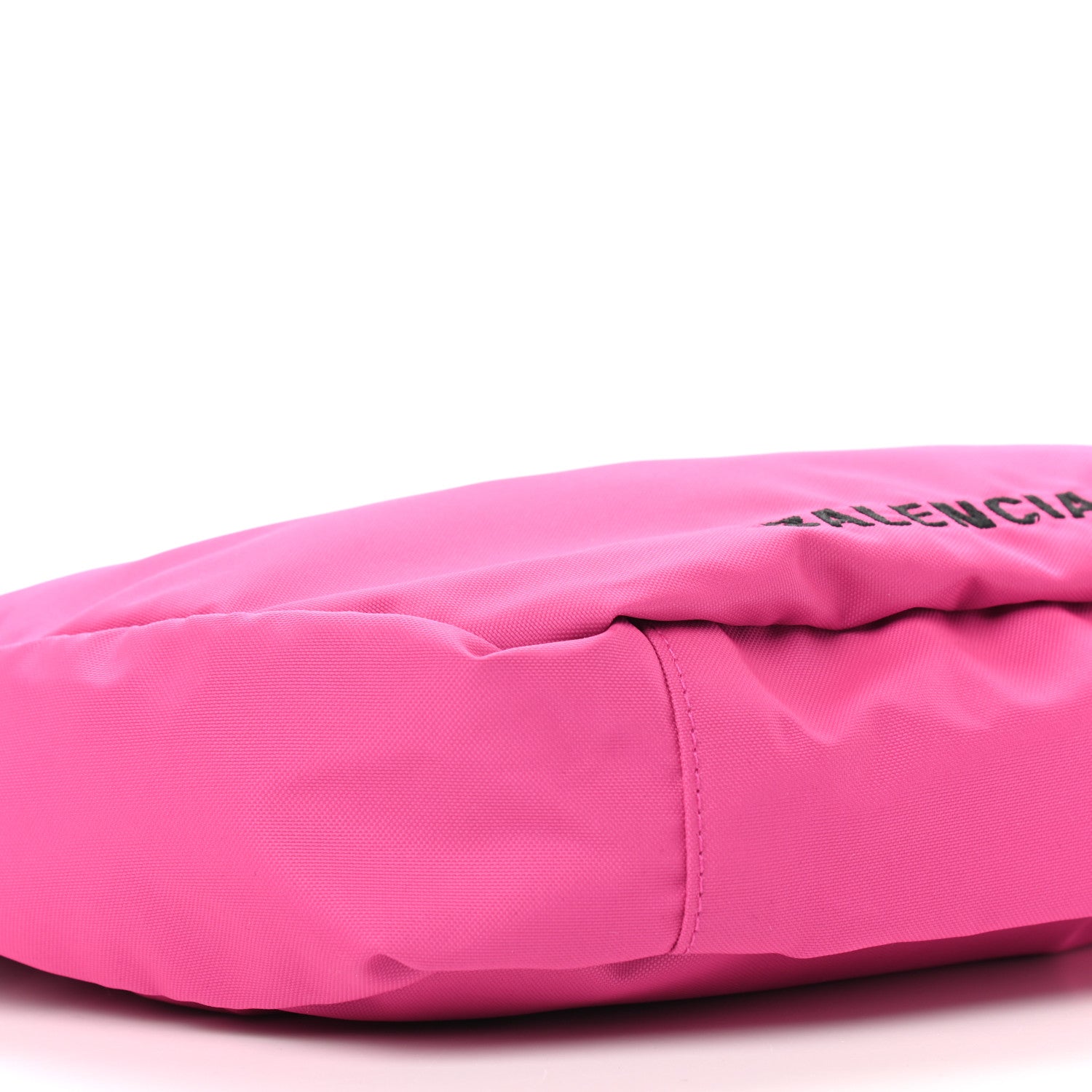 Balenciaga Recycled Sport Nylon Logo Embroidered Large Wheel Sling Bag Fluo Pink Black 7 of 8