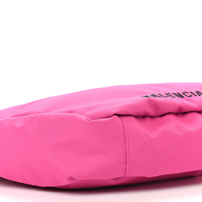 Balenciaga Recycled Sport Nylon Logo Embroidered Large Wheel Sling Bag Fluo Pink Black 7 of 8