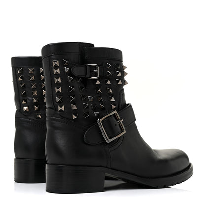 Valentino Garavani Calfskin Rockstud 30mm Biker Boots 37 Black 5 of 16