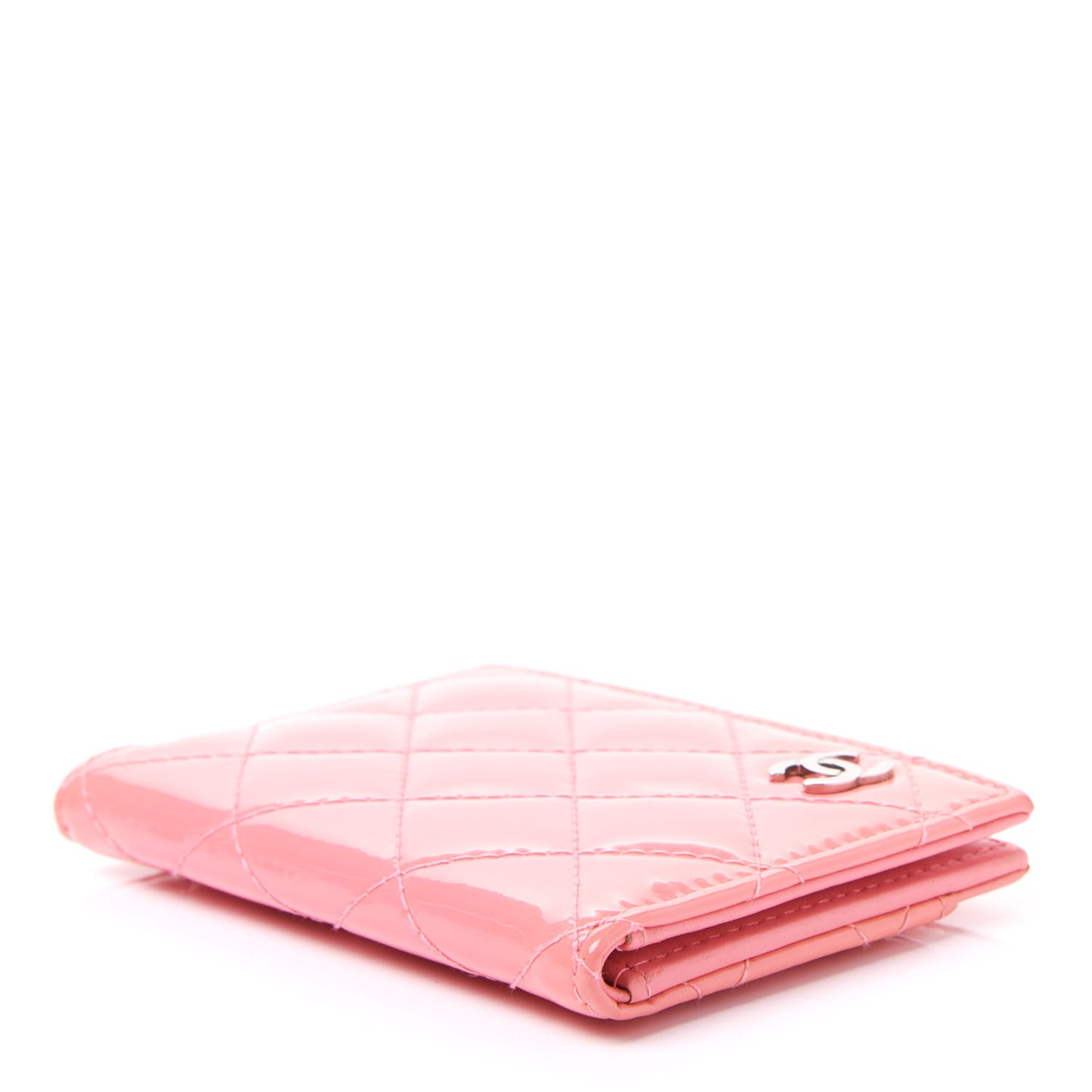 Patent Quilted Card Holder Wallet Light Pink