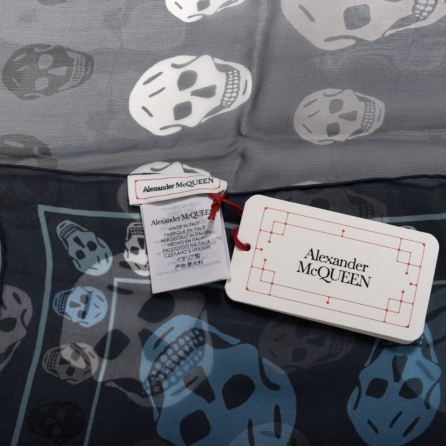 Alexander McQueen Silk Chiffon Multi Skull Scarf Sky Blue Sapphire 3 of 3