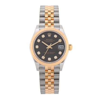 Rolex Stainless Steel 18K Yellow Gold Diamond 31mm Oyster Perpetual Datejust Watch Dark Grey 278273 1 of 5