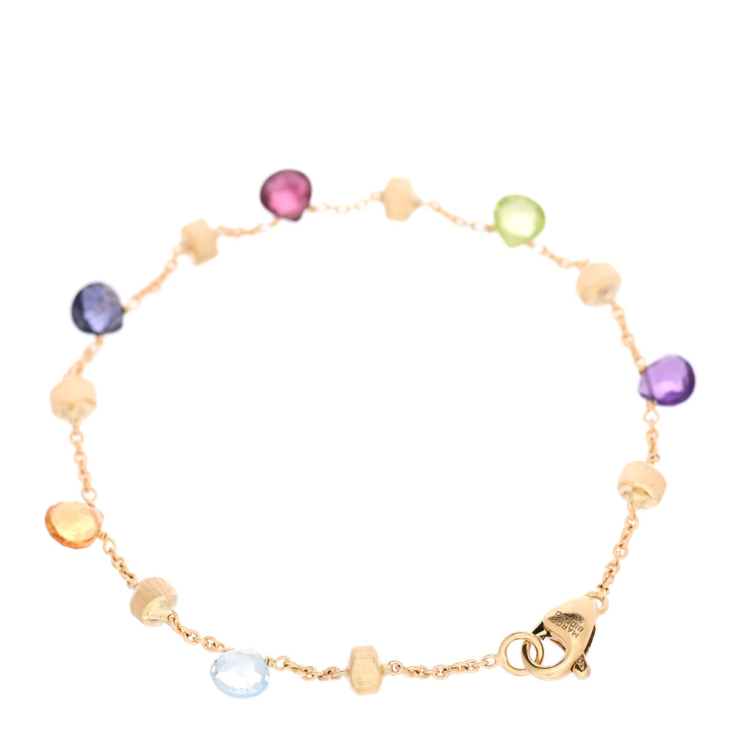 18K Yellow Gold Multi Gemstone Paradise Single Strand Bracelet
