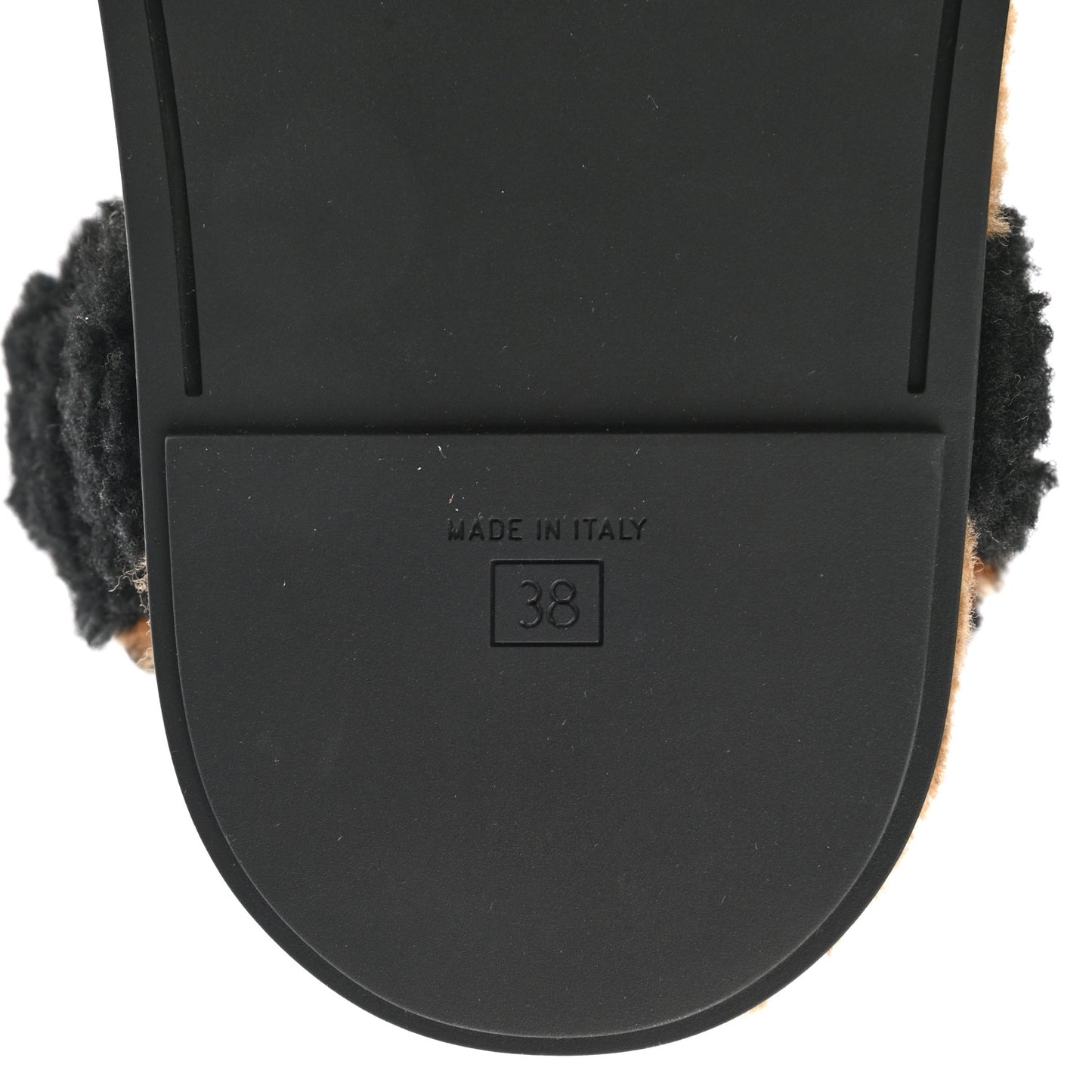 Shearling FF Fendi Feel Sandals 38 Tobacco Black