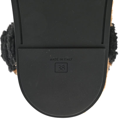 Fendi Shearling FF Fendi Feel Sandals 38 Tobacco Black 7 of 9