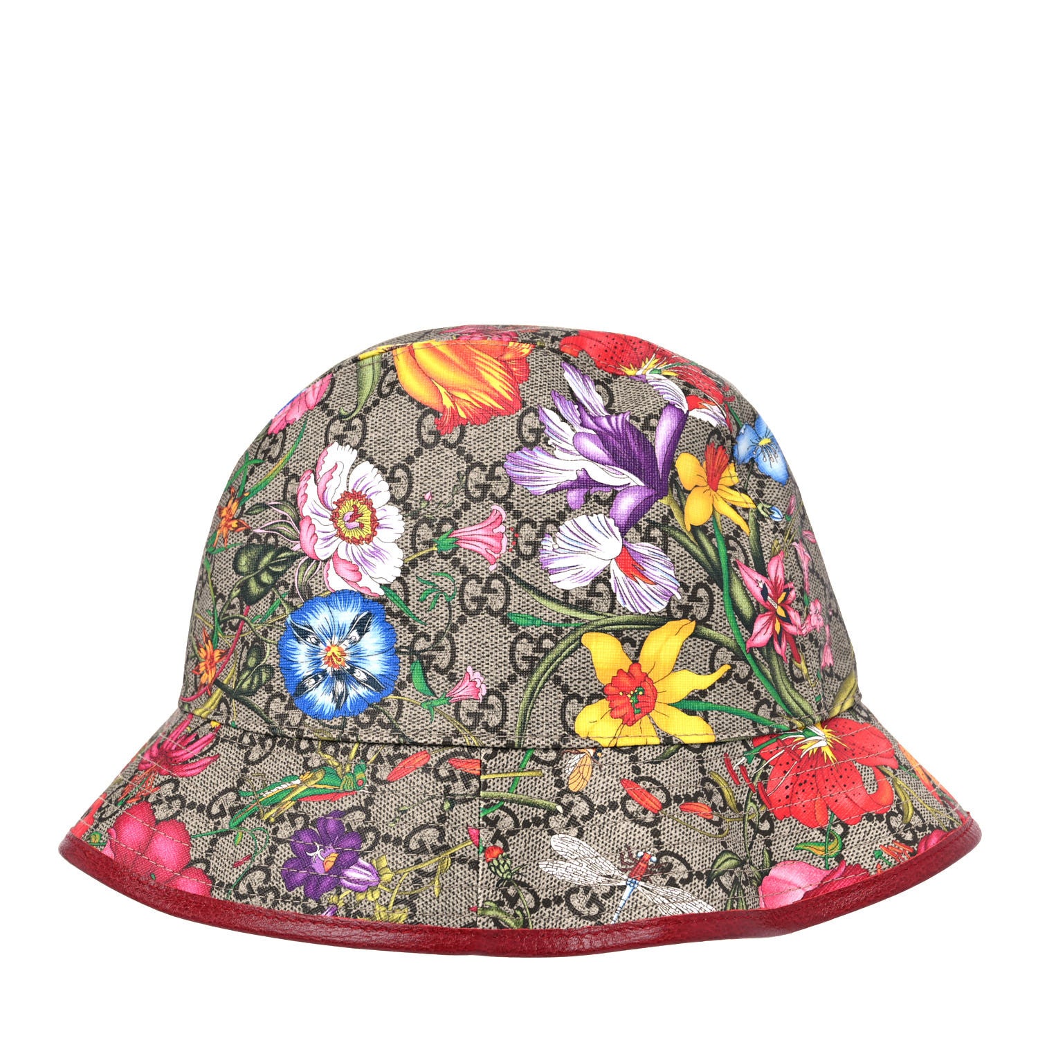 Gucci GG Supreme Monogram Flora Fedora Hat M Red 4 of 10