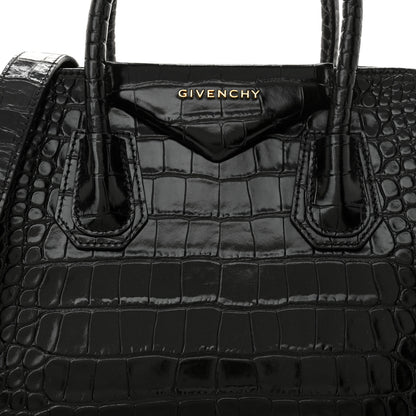 Givenchy Calfskin Crocodile Embossed Small Antigona Black 8 of 10