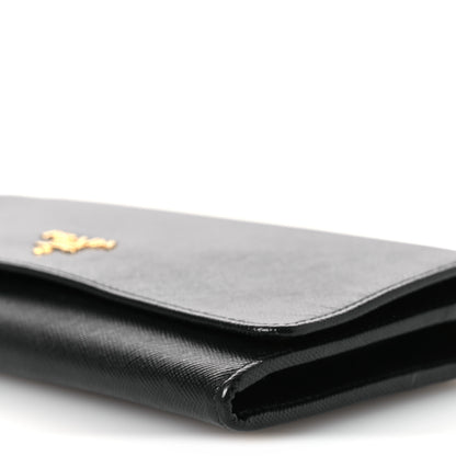 Prada Saffiano Metal Large Chain Wallet Black 10 of 13