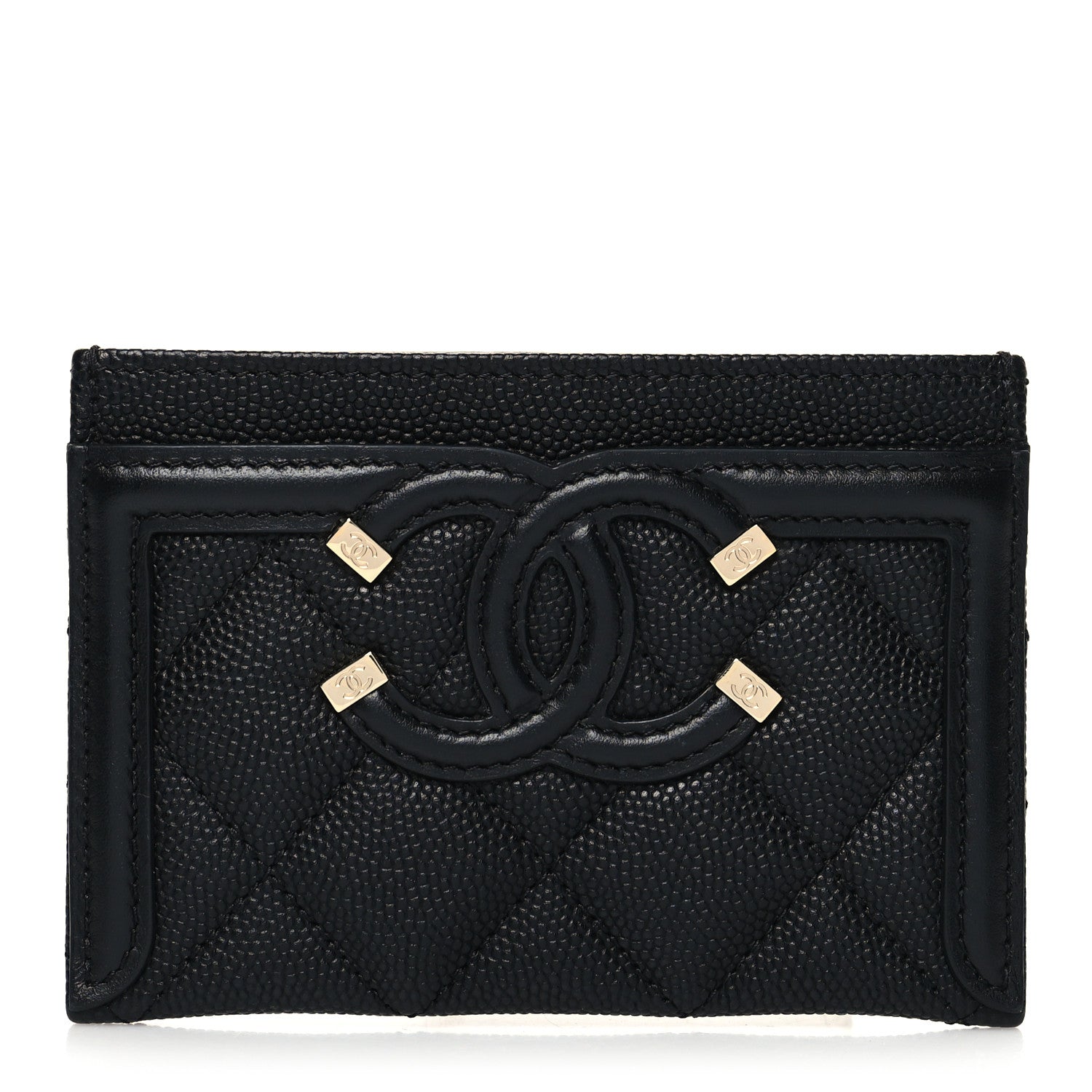 Chanel Caviar Quilted Filigree Card Holder Black 1 of 10