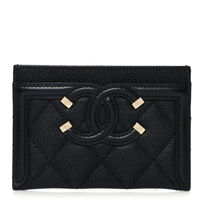 Chanel Caviar Quilted Filigree Card Holder Black 1 of 10