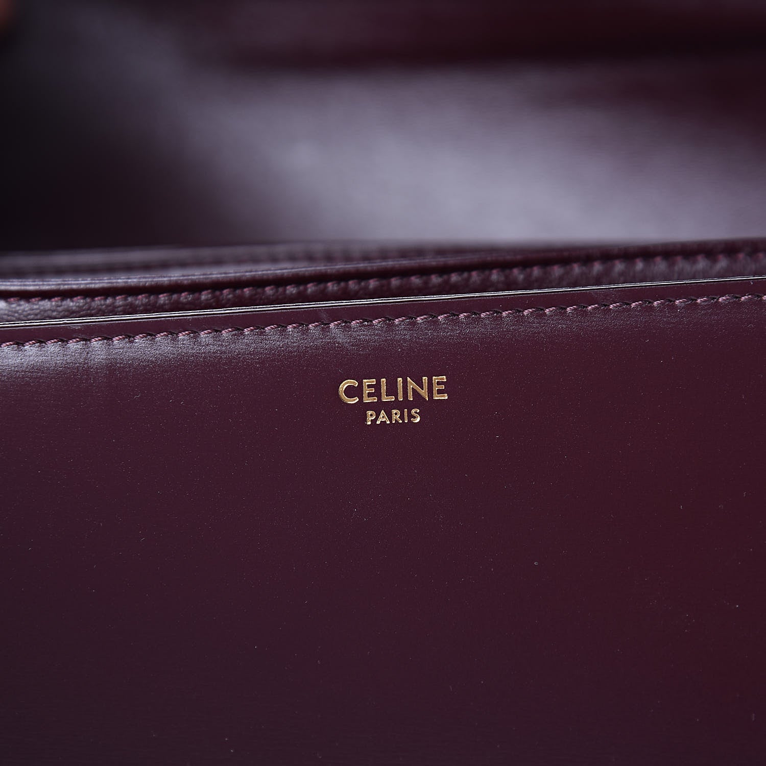 Celine Shiny Calfskin Medium Triomphe Burgundy 6 of 11