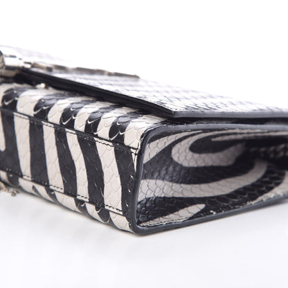 Saint Laurent Python Calfskin Embossed Zebra Print Medium Kate Tassel Satchel Black 10 of 10
