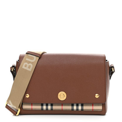 Burberry Calfskin Vintage Check Note Crossbody Bag Tan 1 of 14