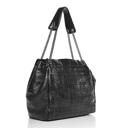 Chanel Lambskin Square Stitched Lax Accordion Shoulder Bag Black 3 of 10