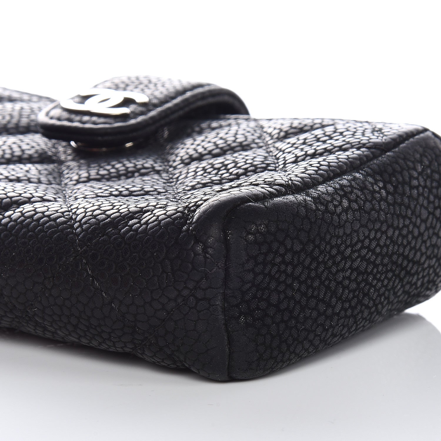 Chanel Caviar Quilted Mini Phone Holder Clutch Black 9 of 11