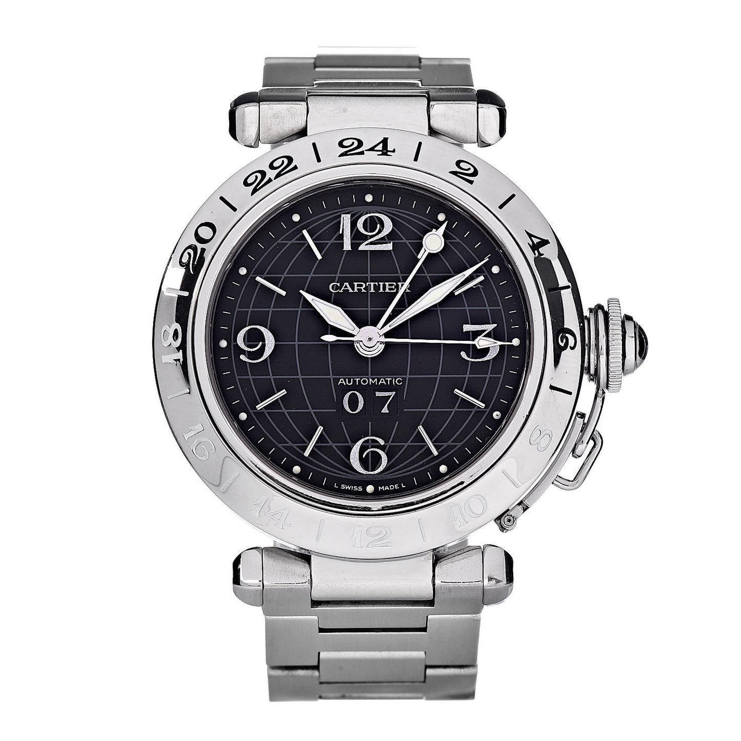 Stainless Steel 35mm Pasha C Big Date Automatic Watch Black