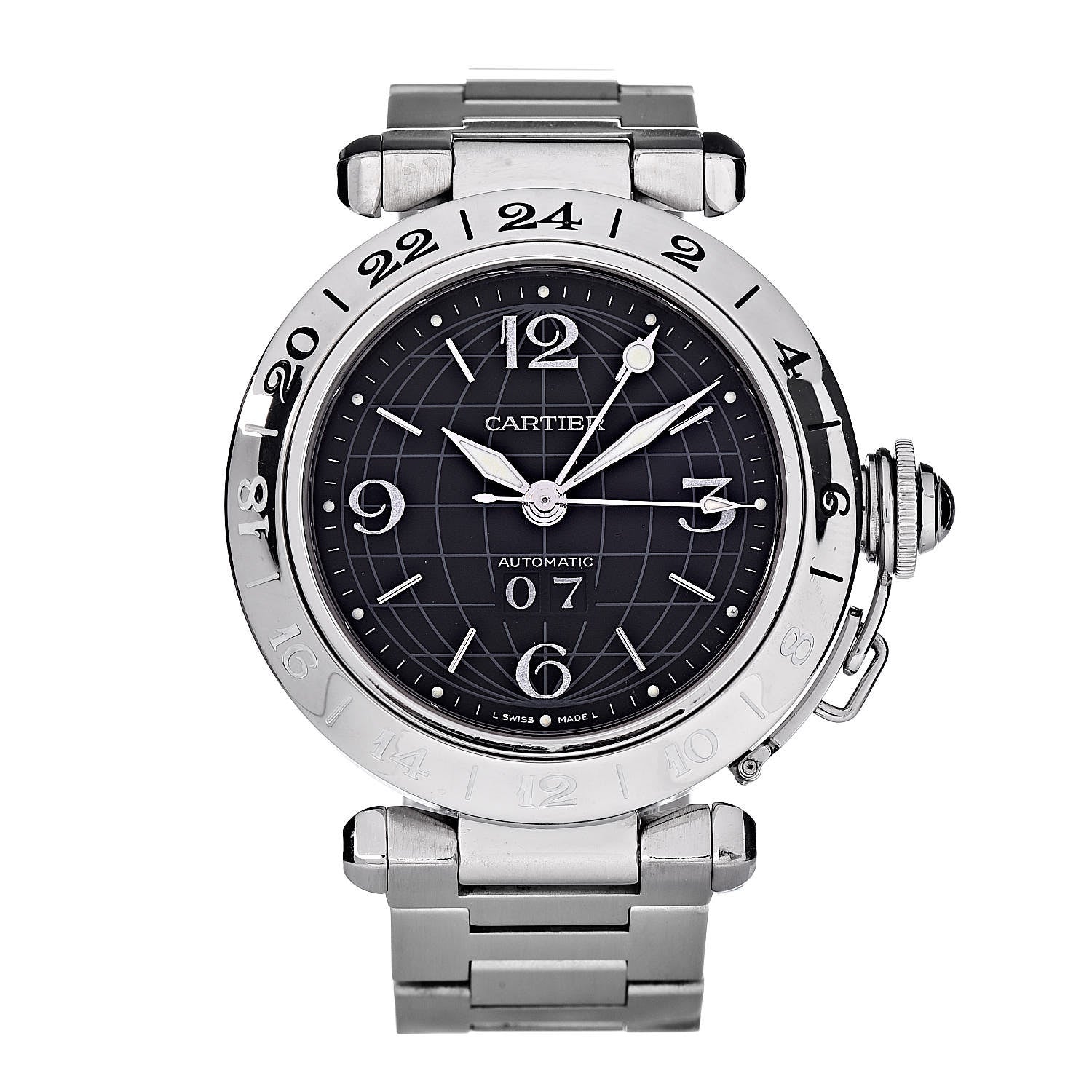 Cartier Stainless Steel 35mm Pasha C Big Date Automatic Watch Black 1 of 7