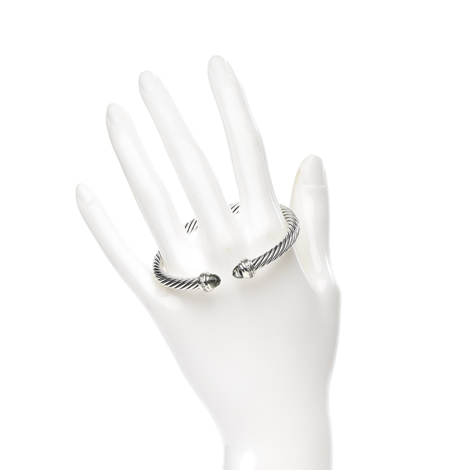 David Yurman Sterling Silver Diamond Prasiolite 5mm Cable Classics Bracelet 2 of 5