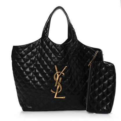 Saint Laurent Lambskin Quilted Maxi Icare Shopping Tote Black 1 of 10