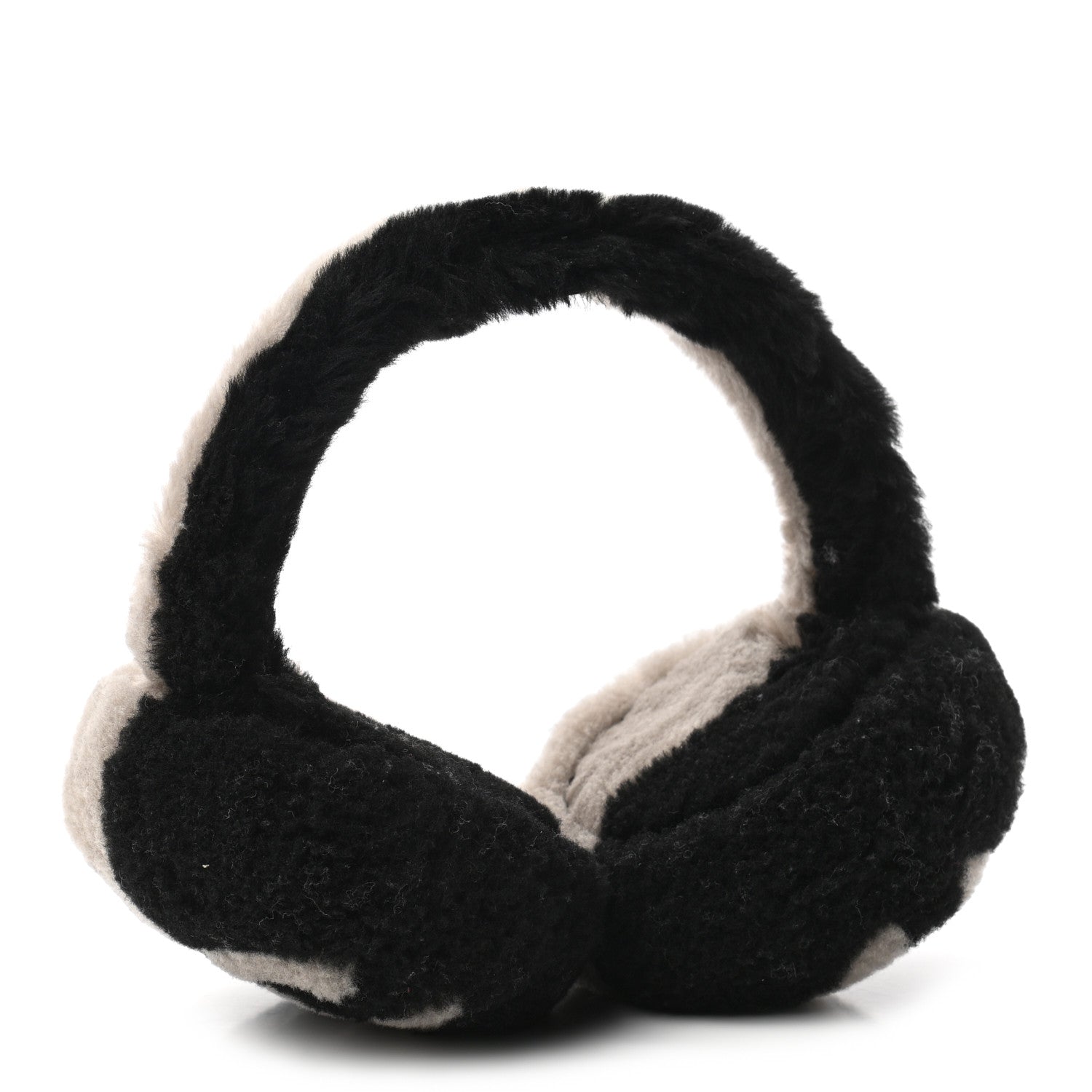 Chanel Shearling CC Ear Muffs Beige Black 3 of 5