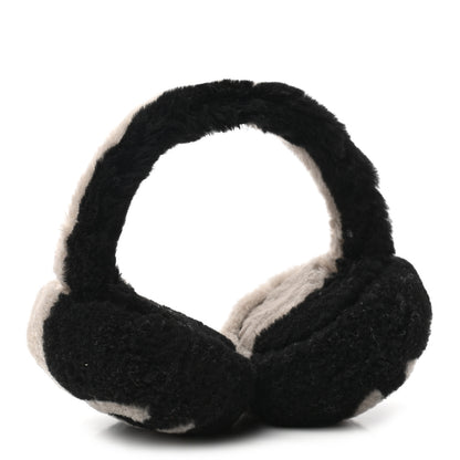 Chanel Shearling CC Ear Muffs Beige Black 3 of 5