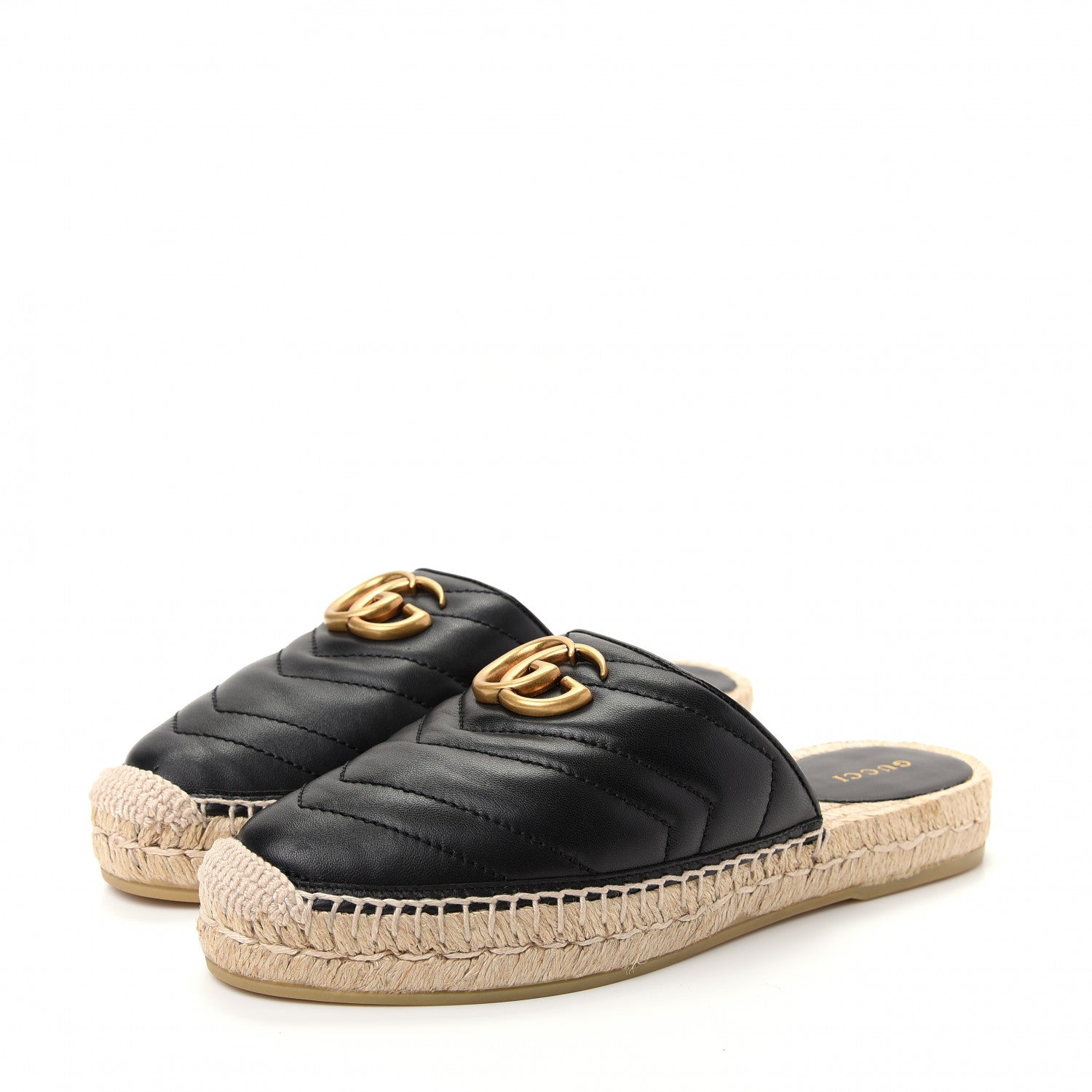 Gucci Nappa Matelasse GG Marmont Espadrille Slippers 36.5 Black 3 of 11