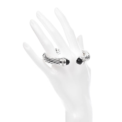 David Yurman Sterling Silver Diamond Black Onyx 10mm Cable Classics Bracelet 2 of 4