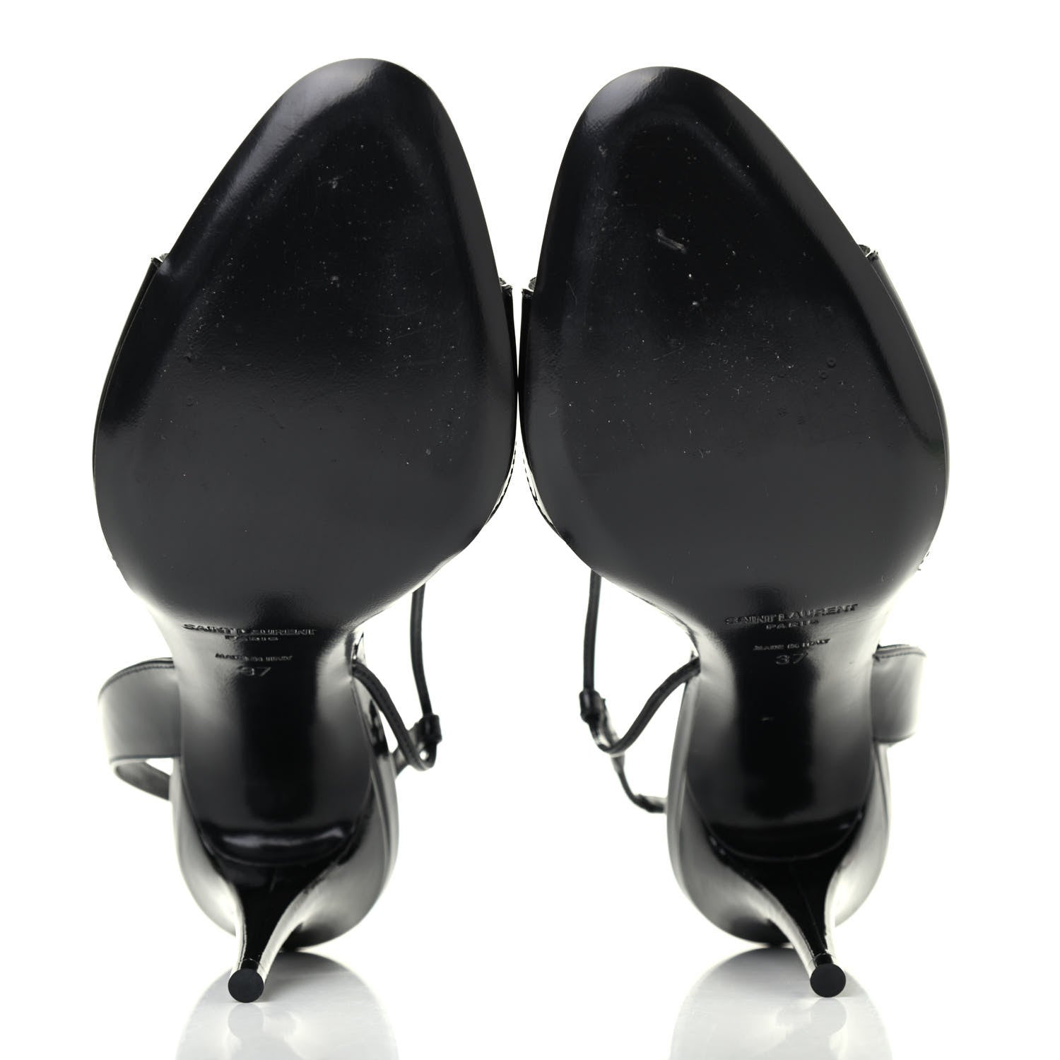 Saint Laurent Patent Calfskin Anouk 110 Sandals 37 Black 4 of 4