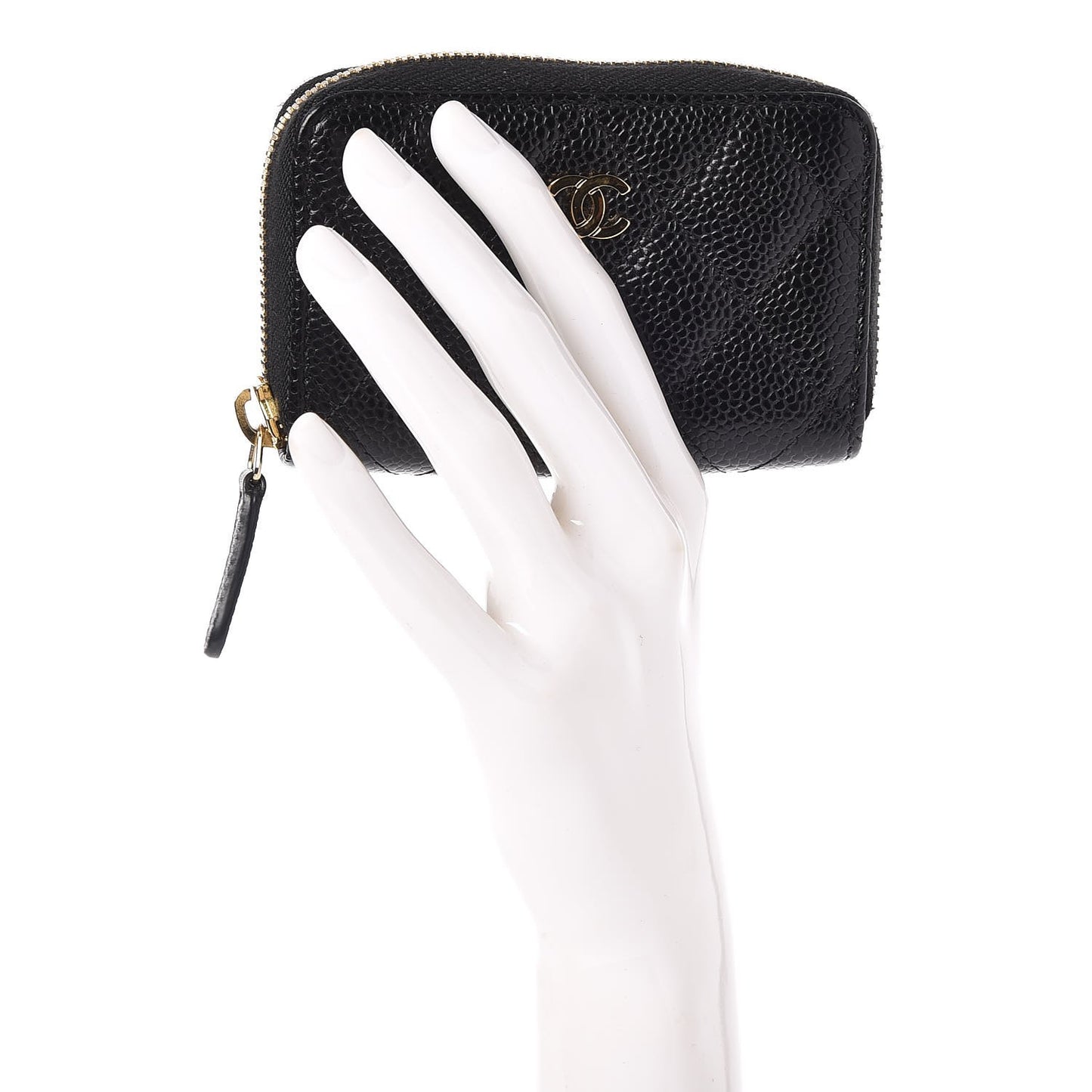 Caviar Quilted Zip Coin Purse Black