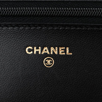 Chanel Lambskin Quilted Wallet On Chain WOC Black 6 of 14