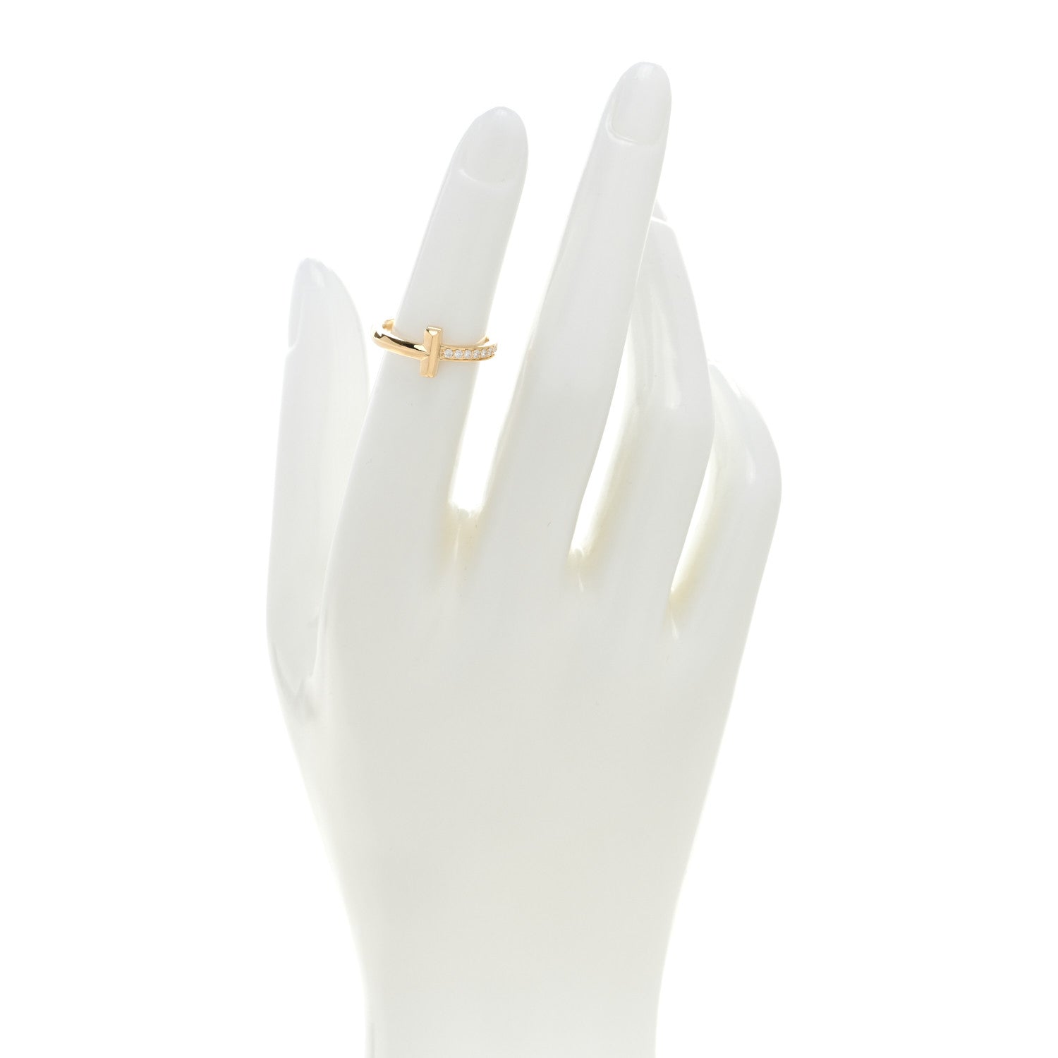Tiffany 18K Yellow Gold Diamond 2.5mm T T1 Ring 48 4.5 2 of 4