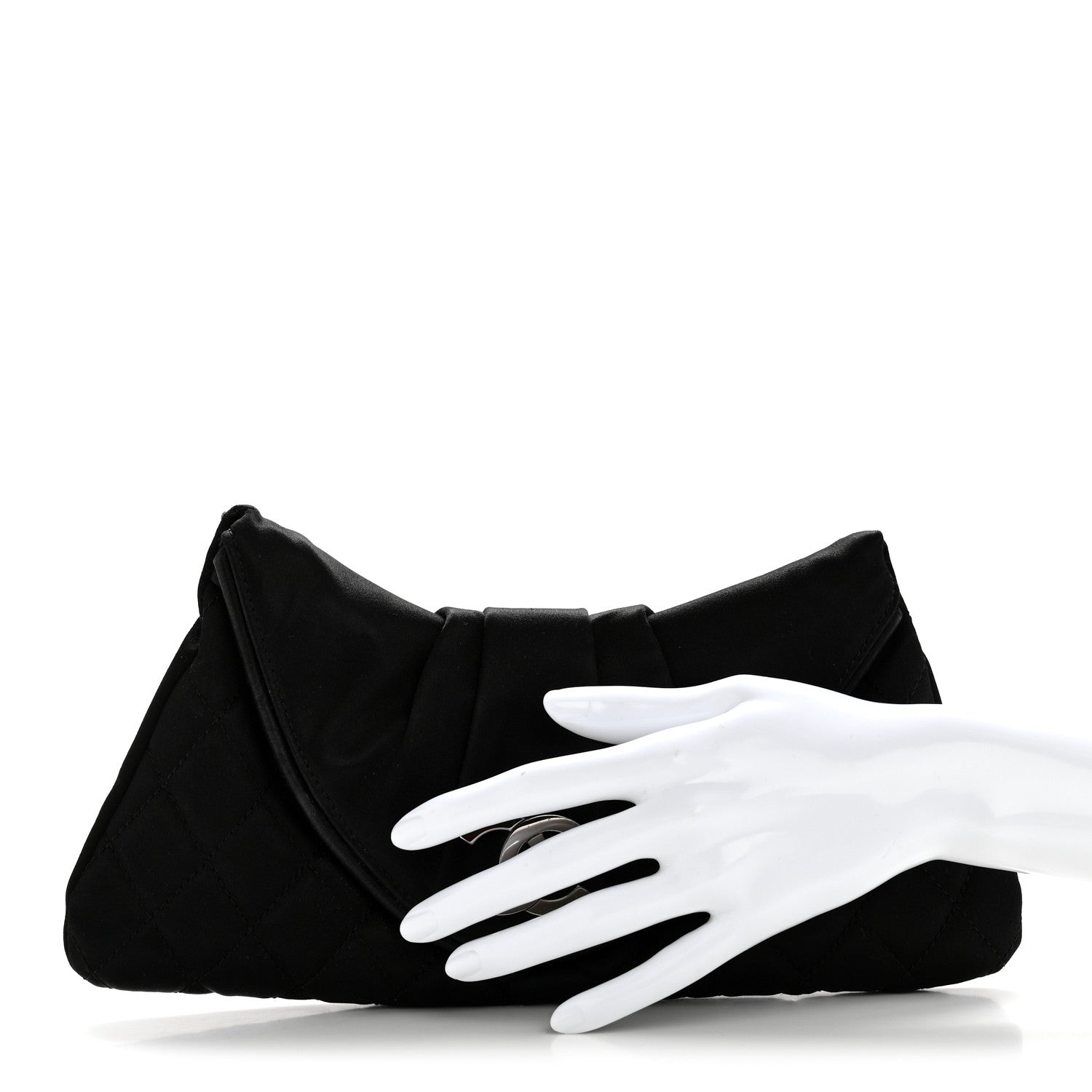 Chanel Satin Quilted Flap Clutch Black 2 of 14