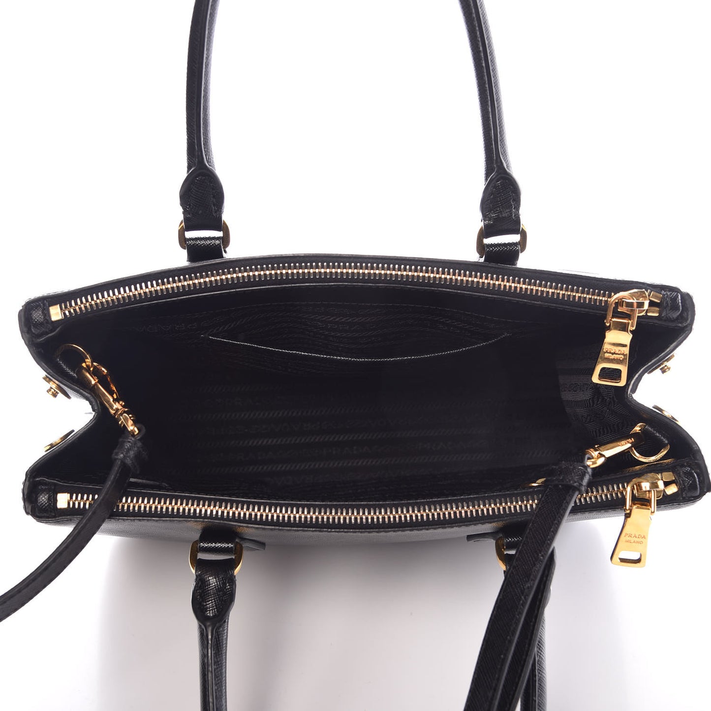 Saffiano Medium Galleria Double Zip Tote Black