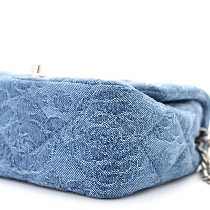 Chanel Denim Quilted Camellia Sweetheart Mini Flap Blue 10 of 11