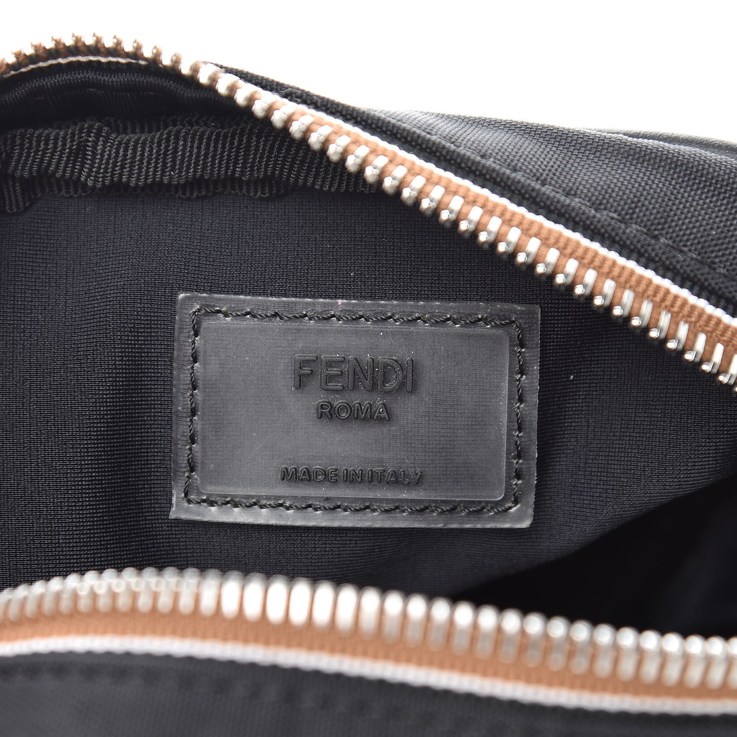 Fendi Nylon Vitello Century Pequin Logo Plate Small Crossbody Messenger Black 6 of 10