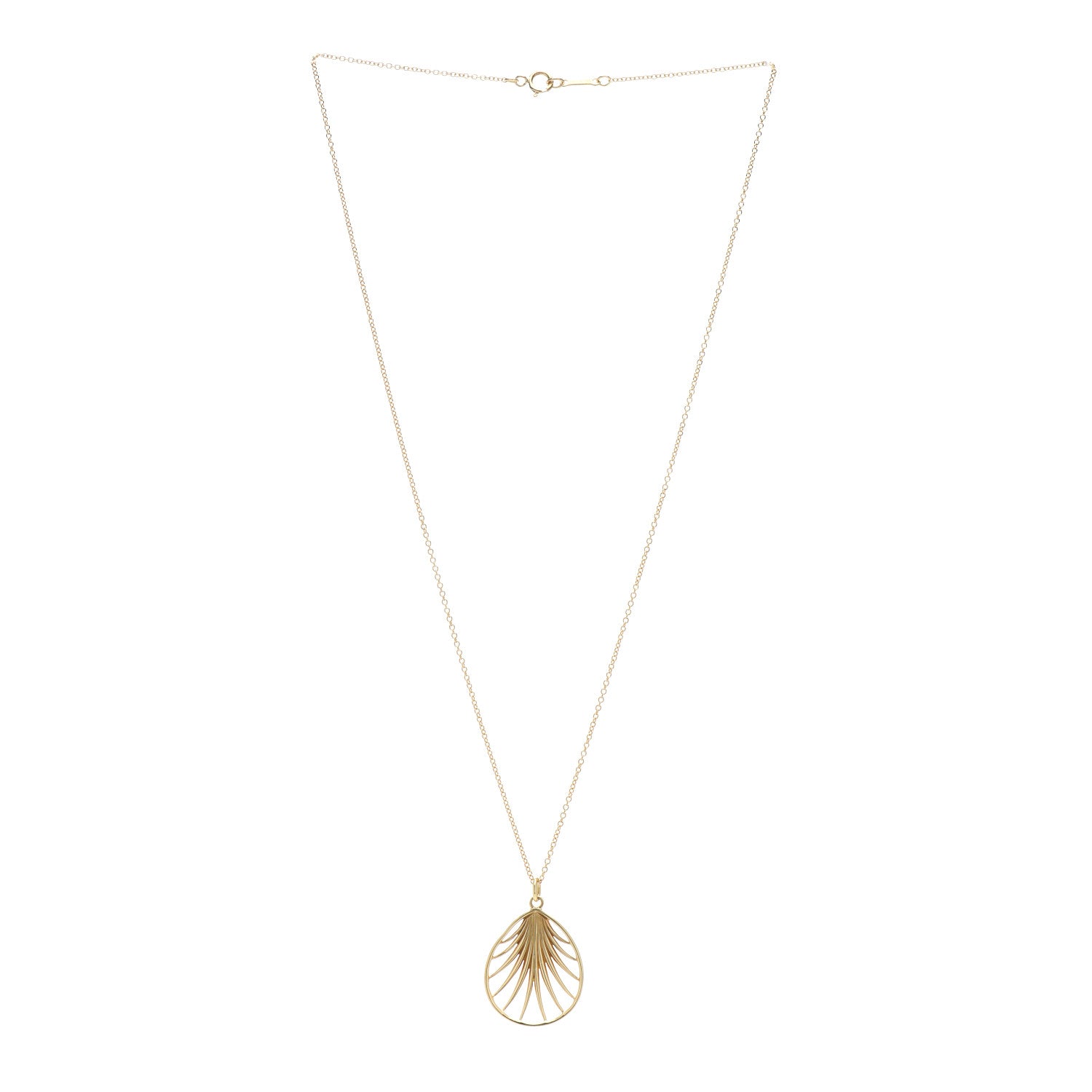 Tiffany 18K Yellow Gold Small Paloma Picasso Villa Paloma Palm Pendant Necklace 3 of 5