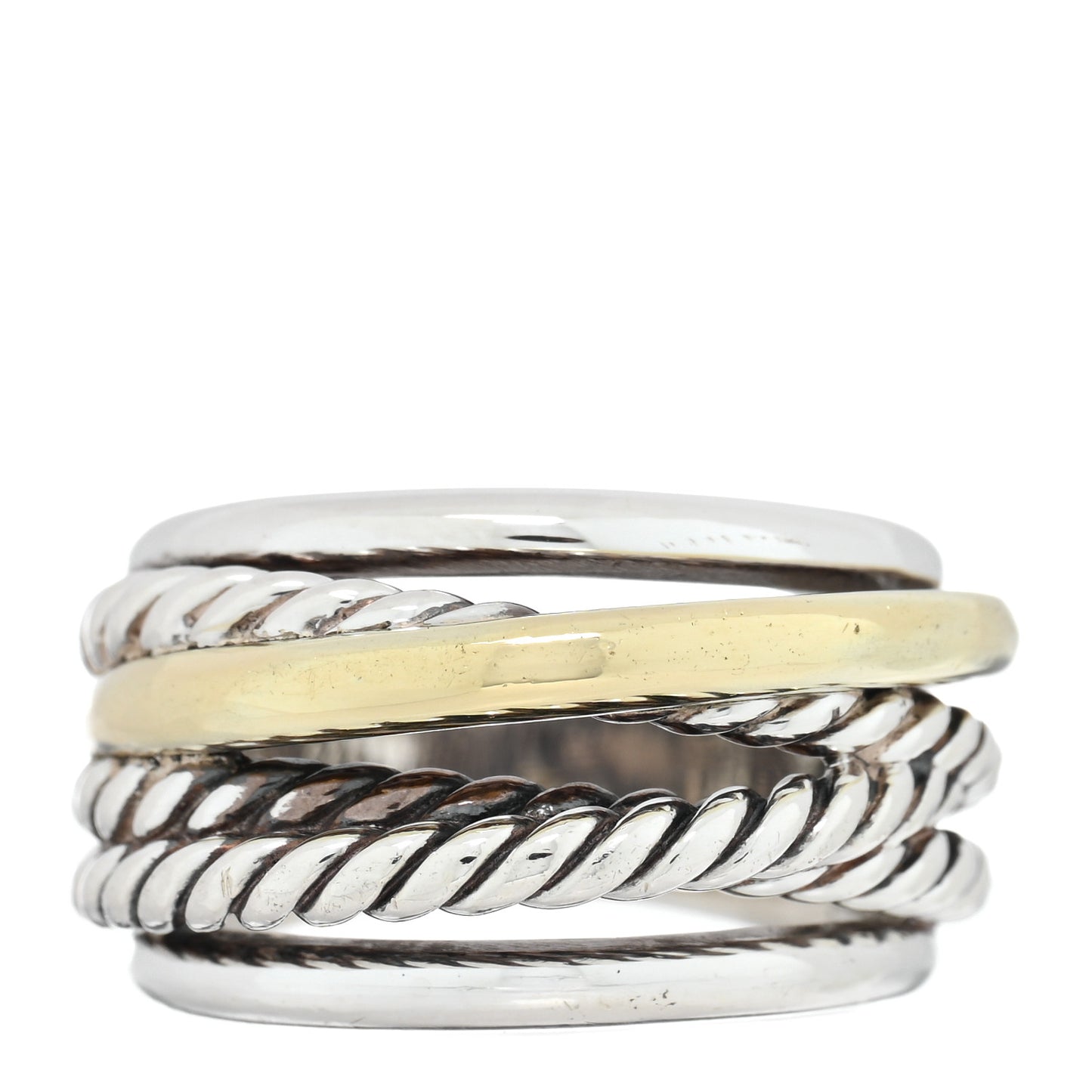 Sterling Silver 14K Yellow Gold Narrow Crossover Ring 54 6.75