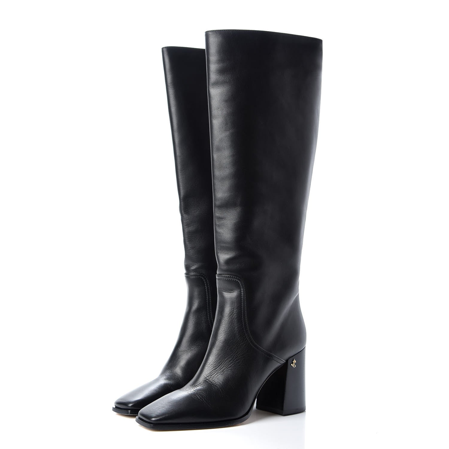 Jimmy Choo Calfskin Brionne 85 Knee High Boots 37.5 Black 3 of 9