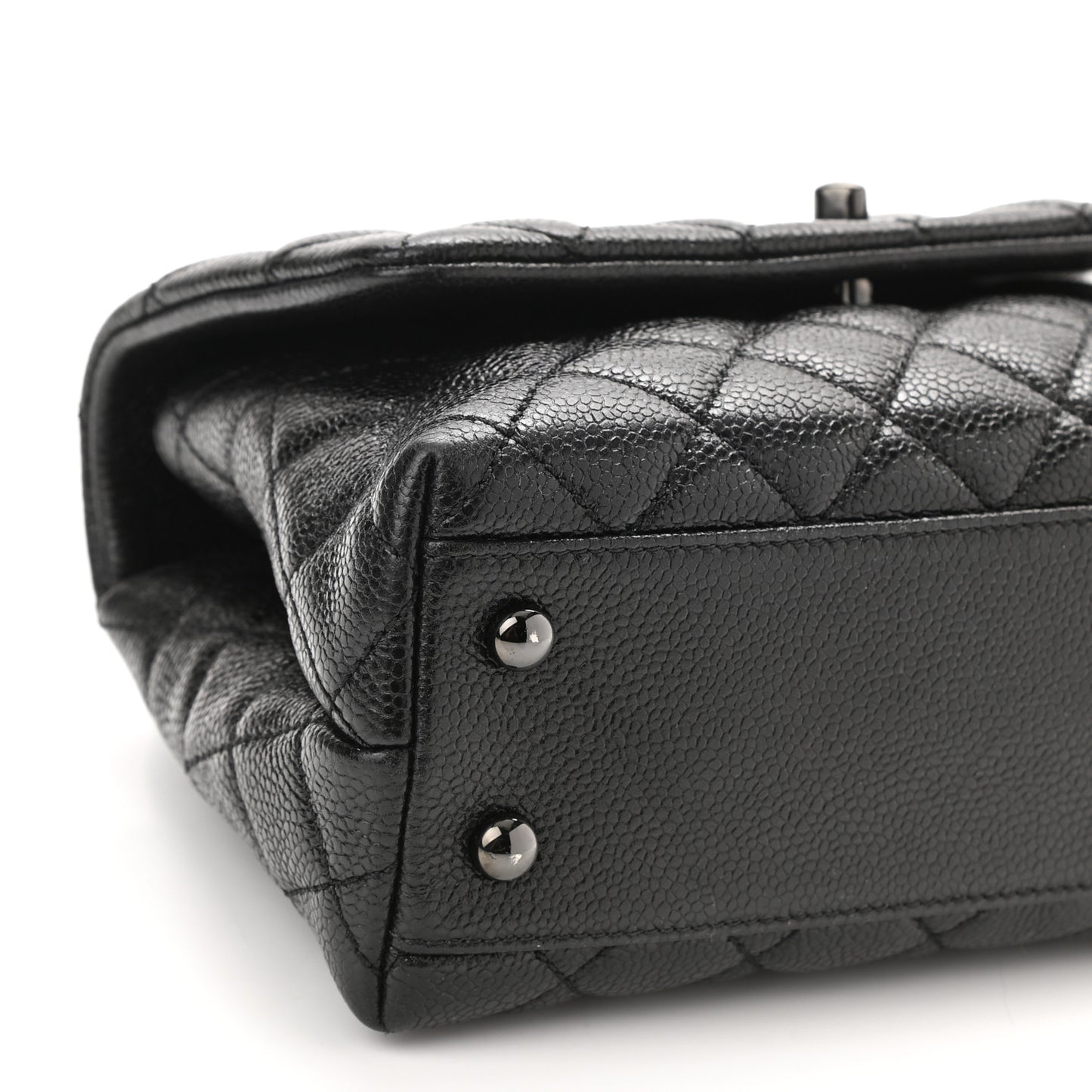 Caviar Quilted Mini Coco Handle Flap So Black