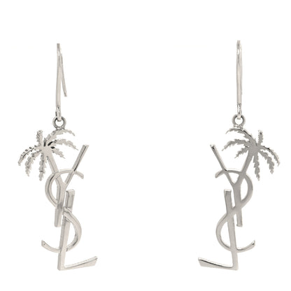 Saint Laurent Metal Monogram Palm Earrings Silver 1 of 4