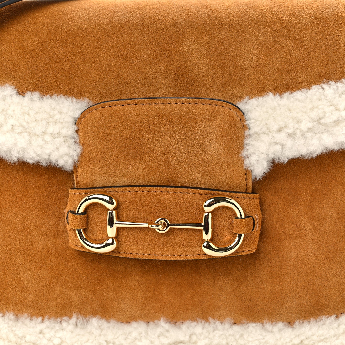 Suede Shearling Horsebit 1955 Shoulder Bag Brown