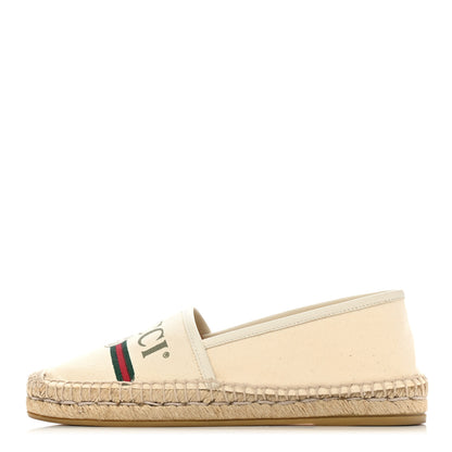 Gucci Canvas Logo Espadrilles 36 Greggio White 1 of 12