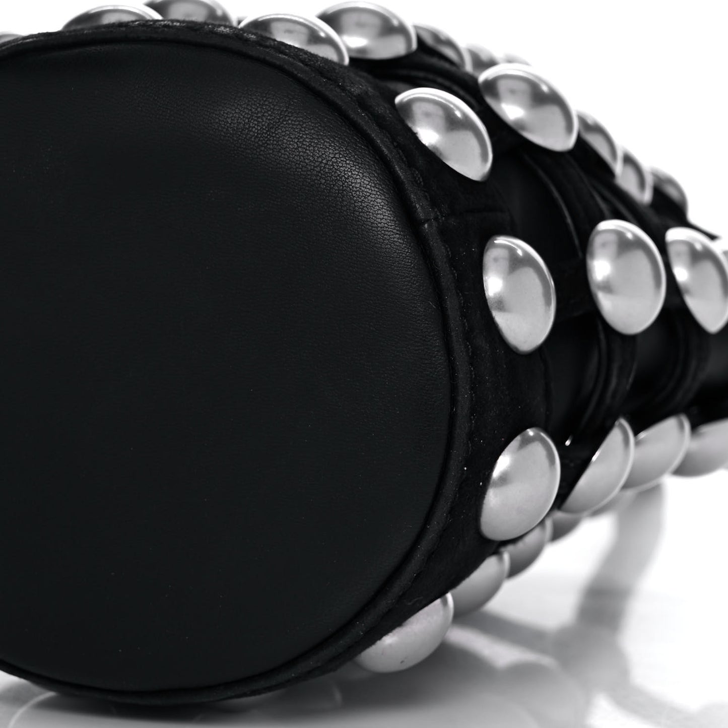 Calfskin Crystal Embellished Roxy Mini Bucket Bag Black